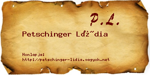 Petschinger Lídia névjegykártya